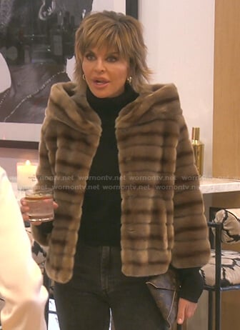 Lisa’s brown striped fur jacket on The Real Housewives of Beverly Hills