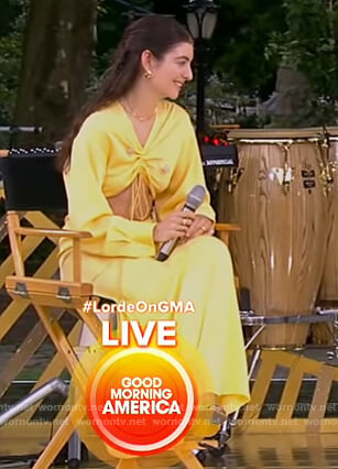 Lorde’s yellow ruched cutout dress on Good Morning America
