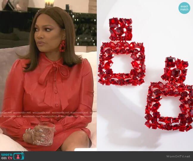 Lovisa Gem Diamante Square Earrings worn by Garcelle Beauvais on The Real Housewives of Beverly Hills
