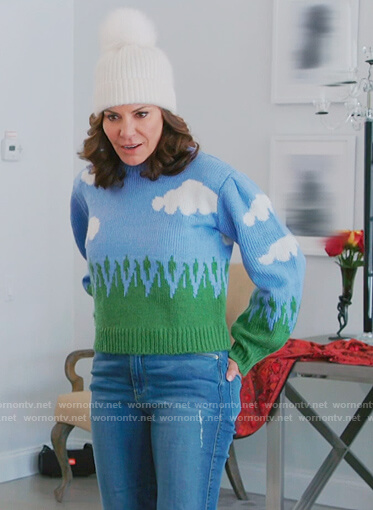 Luann’s blue cloud sweater on The Real Housewives of New York City