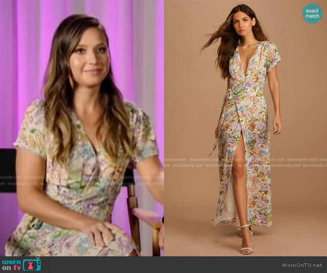 Lulus Feels Magical Floral Print Short Sleeve Wrap Dress