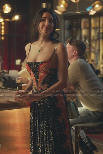 Luna’s black printed dress on Gossip Girl