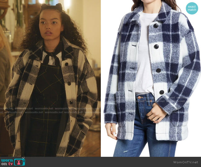 Madewell Walton Colleton Plaid Shirt Jacket worn by Zoya Lott (Whitney Peak) on Gossip Girl