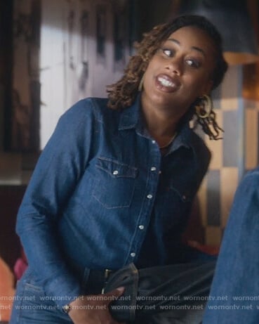 Malika’s denim western shirt on Good Trouble