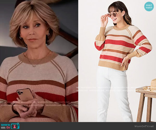 Margaret O'Leary Striped Sweater worn by Grace (Jane Fonda) on Grace and Frankie