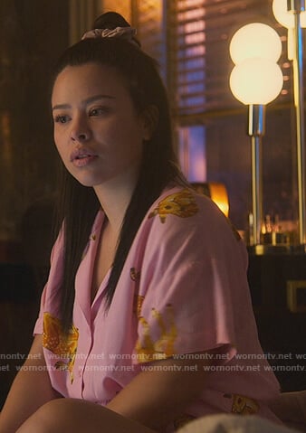 Mariana’s pink deer print pajamas on Good Trouble