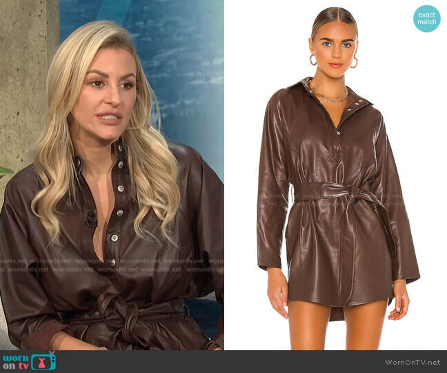 Marissa Webb Madi Mini Leather Tunic Dress worn by Morgan Stewart on E! News