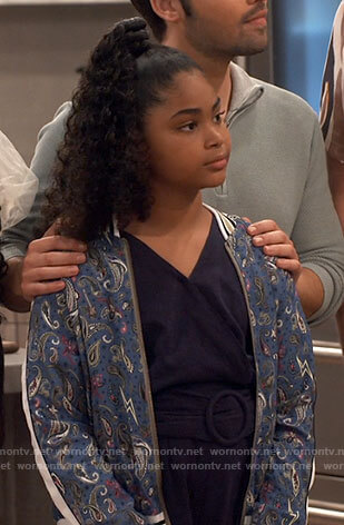Millicent’s blue paisley bomber jacket on iCarly