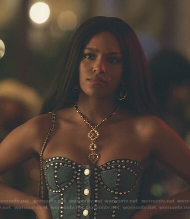 Monet’s embellished strapless denim dress on Gossip Girl