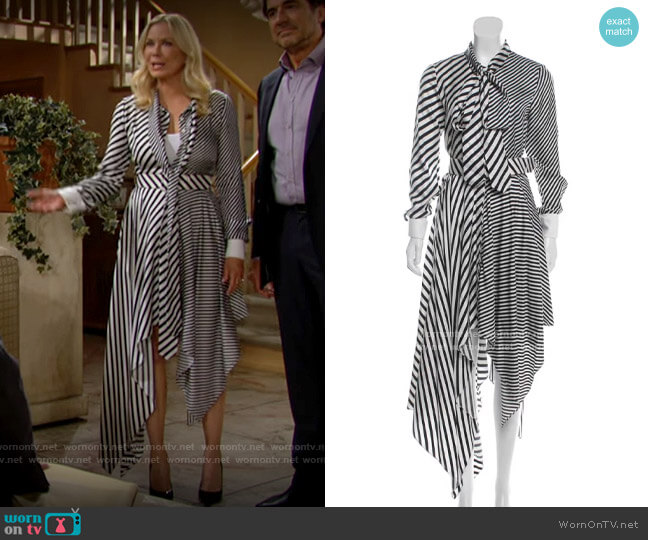 Monse Silk Striped Dress worn by Brooke Logan (Katherine Kelly Lang) on The Bold and the Beautiful