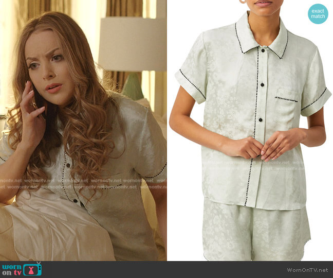 Morgan Lane Tami Floral Jacquard Pajama Top worn by Fallon Carrington (Elizabeth Gillies) on Dynasty