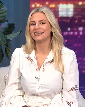 Morgan’s white lace inset shirtdress on E! News Daily Pop