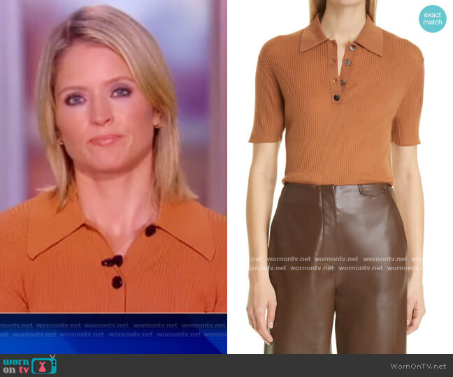 Nanushka Hatti Rib Merino Wool Polo worn by Sara Haines on The View