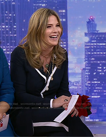 Jenna’s navy contrast trim blazer and pants on Today