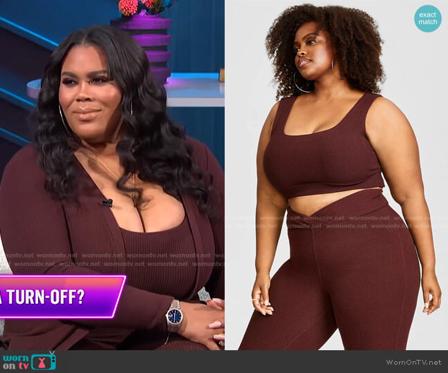 Nina Parker Trendy Plus Size Hacci Ribbed Bralette worn by Nina Parker on E! News