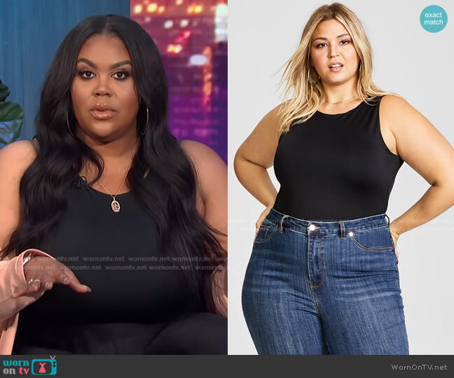 Nina Parker Trendy Plus Size High-Neck Tank Bodysuit worn by Nina Parker on E! News