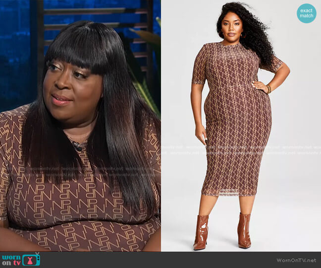Nina Parker Trendy Plus Size Mesh Midi Dress worn by Loni Love on E! News