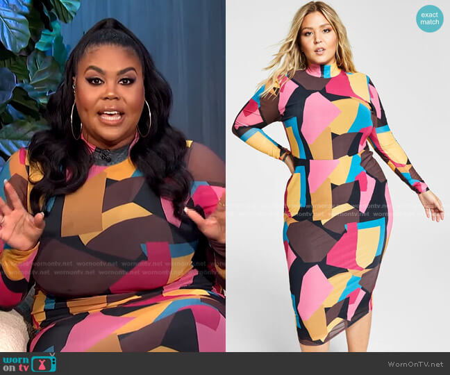 Nina Parker Trendy Plus Size Mock-Neck Mesh Dress worn by Nina Parker on E! News