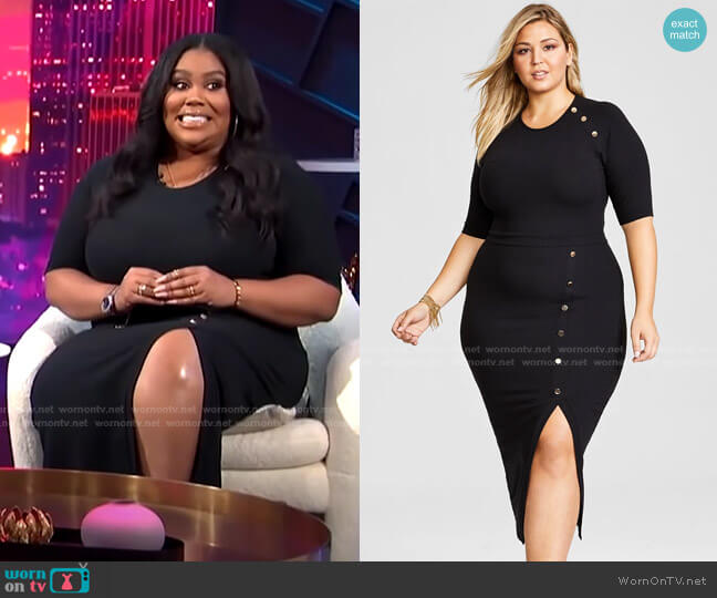 Nina Parker Trendy Plus Size Ribbed Midi Dress worn by Nina Parker on E! News