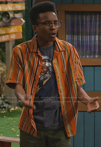 Noah’s orange striped shirt on Bunkd