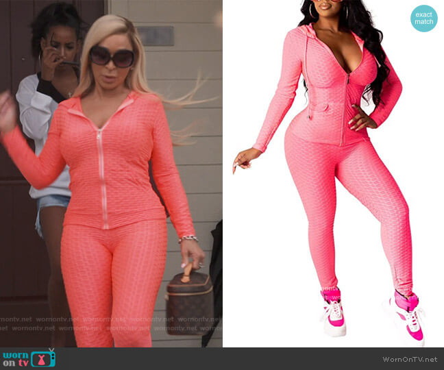 Opestin Store Textured Hoodie 2 piece Jumpsuit worn by Karen Huger on The Real Housewives of Potomac