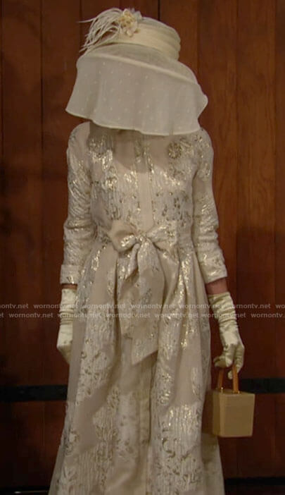 Pam’s gold floral gown on The Bold and the Beautiful