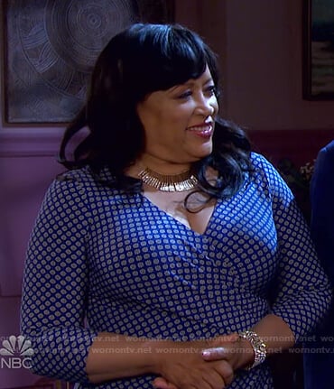 Paulina’s blue floral surplice dress on Days of our Lives