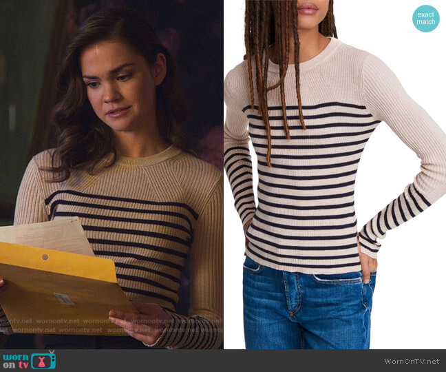 Rag and Bone Kate Stripe Cotton & Cashmere Sweater worn by Callie Foster (Maia Mitchell) on Good Trouble