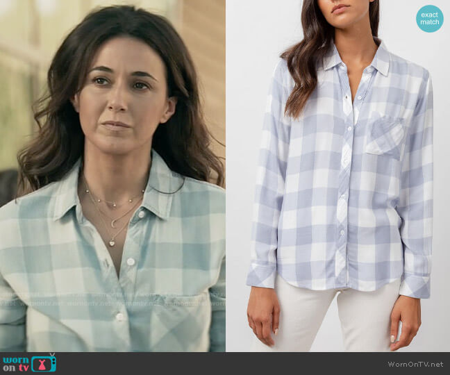 Rails Hunter Shirt in Periwinkle Check worn by Lana Lang Cushing (Emmanuelle Chriqui) on Superman and Lois