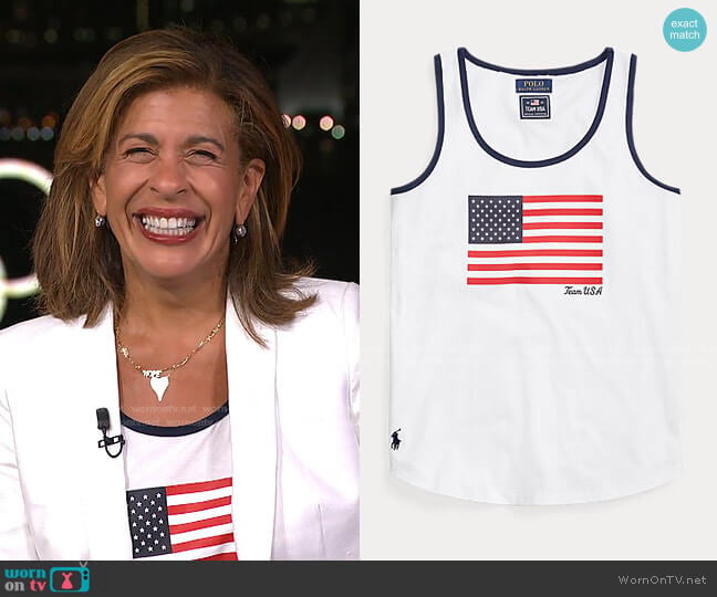 Ralph Lauren Team USA Flag Jersey Tank Top worn by Hoda Kotb on Today