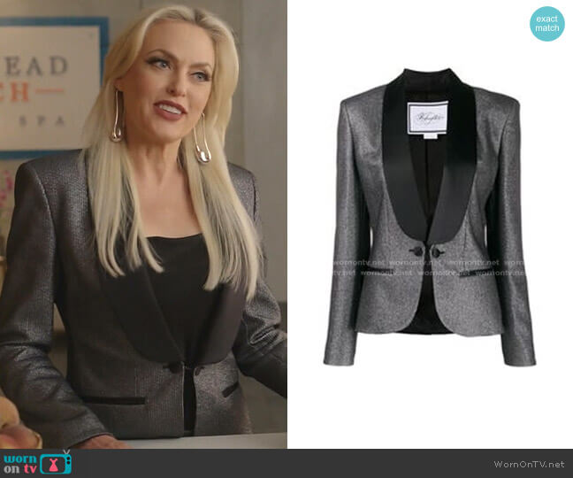 Redemption Shawl Collar Tuxedo Jacket worn by Alexis Carrington (Elaine Hendrix) on Dynasty
