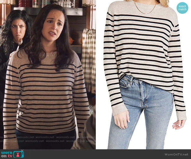 Reformation Cashmere Boyfriend Sweater worn by Amy Santiago (Melissa Fumero) on Brooklyn Nine-Nine