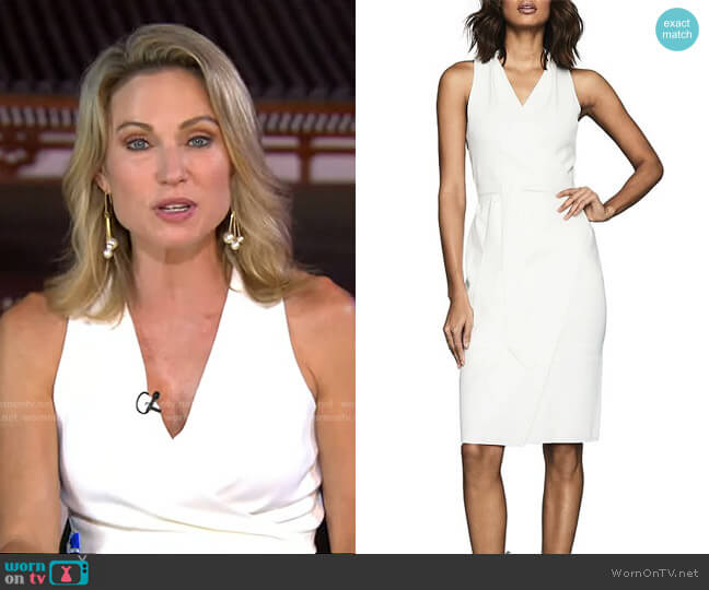 Reiss Macy Belted Faux Wrap Dress worn by Amy Robach on Good Morning America