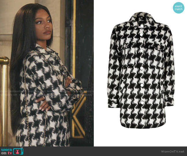 River Island Houndstooth Check Overshirt Jacket worn by Monet de Haan (Savannah Lee Smith) on Gossip Girl