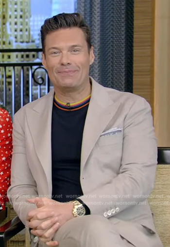 Ryan’s striped neck sweater on Live with Kelly and Ryan