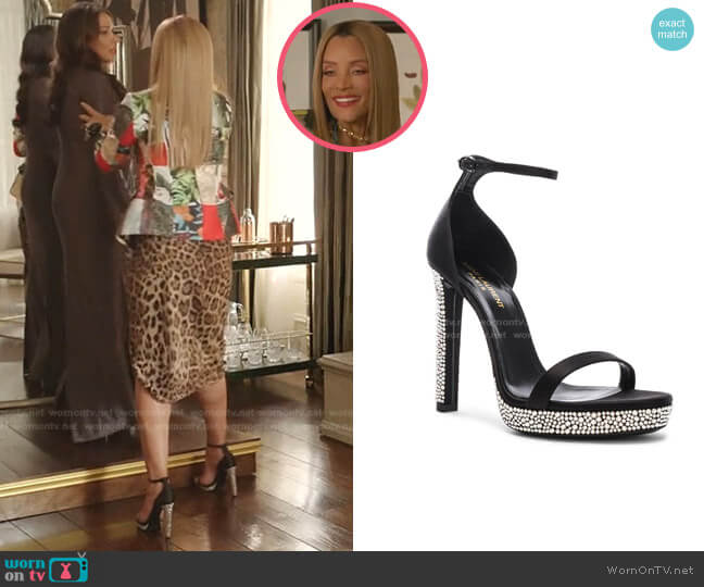 Saint Laurent Hall Embellished Ankle High Heels worn by Dominique Deveraux (Michael Michele) on Dynasty