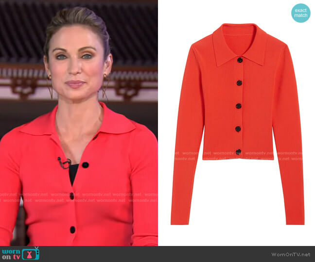 Sandro Francoise Cardigan worn by Amy Robach on Good Morning America