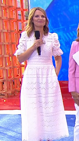 Savannah’s white scalloped midi dress on Today