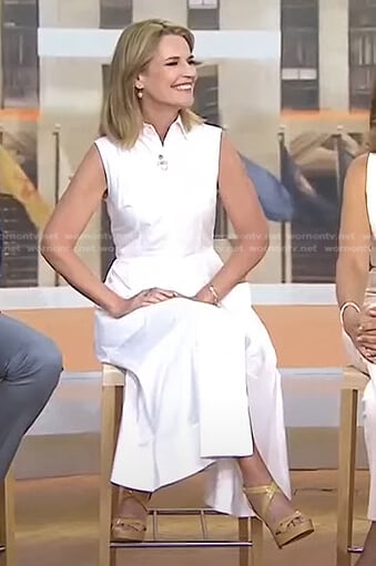 Savannah’s white sleeveless shirtdress on Today