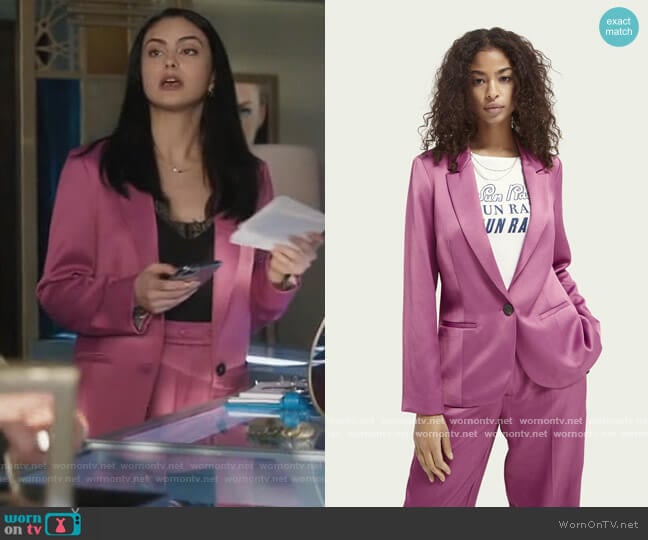 Scotch and Soda Shiny tailored blazer worn by Veronica Lodge (Camila Mendes) on Riverdale