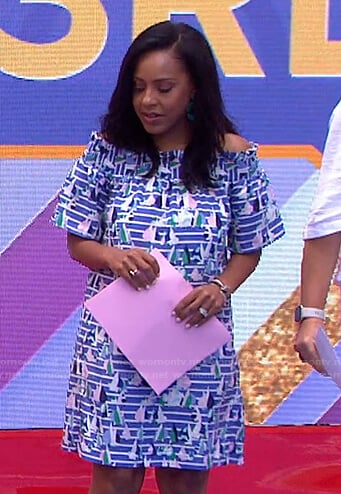 Sheinelle’s blue striped sailboat print dress on Today