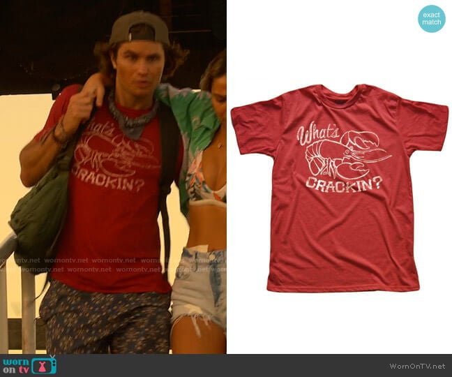 Solid Threads What's Crackin T-shirt worn by John B (Chase Stokes) on Outer Banks