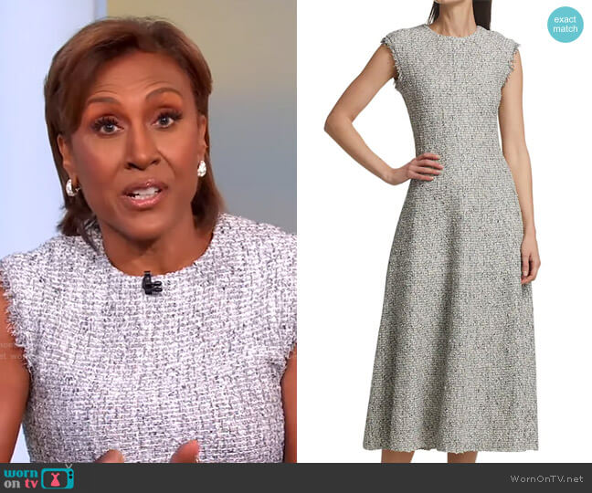 St. John Bouclé Tweed Knit Midi Dress worn by Robin Roberts on Good Morning America