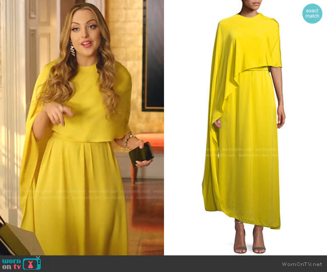 Stella McCartney One Side Long Cape Belted Jersey Evening Gown worn by Fallon Carrington (Elizabeth Gillies) on Dynasty