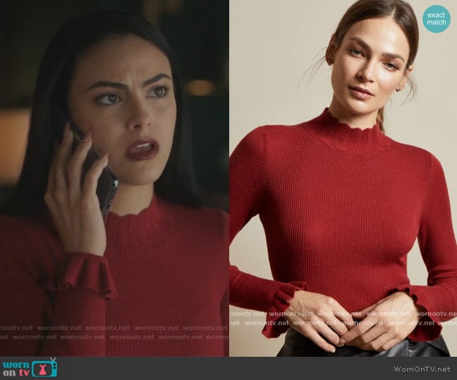 Ted Baker Frill Neck Ribbed Jumper worn by Veronica Lodge (Camila Mendes) on Riverdale