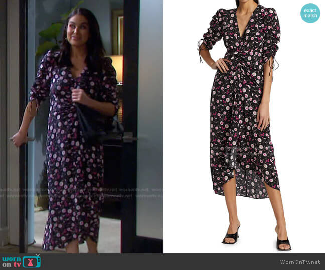 The Kooples Short-Sleeve Printed V-Neck Long Dress worn by Chloe Lane (Nadia Bjorlin) on Days of our Lives