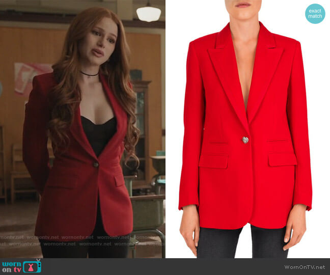 The Kooples Single Heart-Shaped Button Crepe Blazer worn by Cheryl Blossom (Madelaine Petsch) on Riverdale