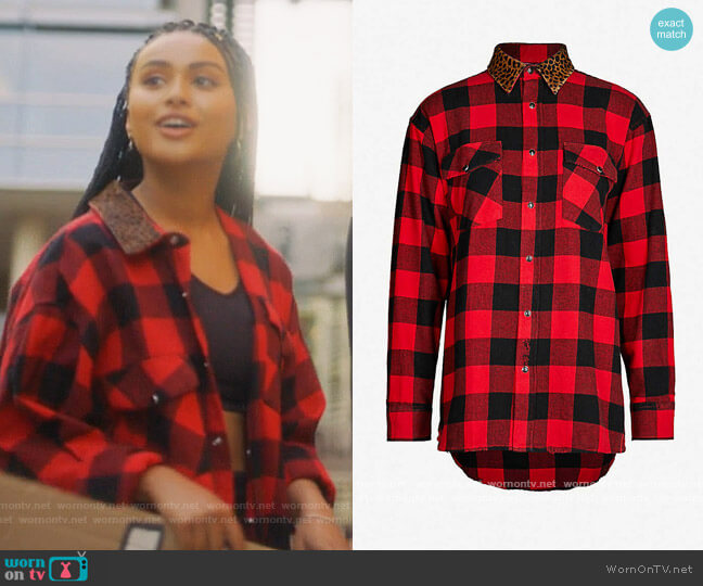 The Kooples Sport Leopard-collar tartan cotton-flannel shirt