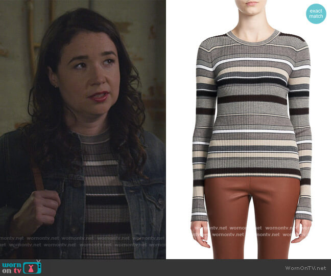 Theory Stripe Wool Sweater worn by Marissa Gold (Sarah Steele) on The Good Fight