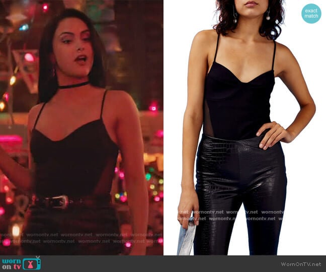 Topshop Mesh Panel Bodysuit worn by Veronica Lodge (Camila Mendes) on Riverdale